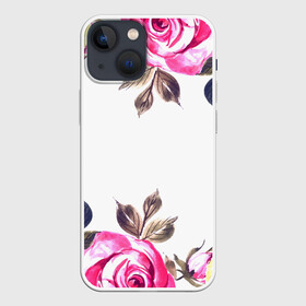 Чехол для iPhone 13 mini с принтом Розы в Курске,  |  | flowers | pink | бутоны | весна | лето | листья | природа | роза | розовые | розы | цветок | цветочки | цветы
