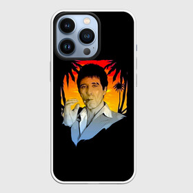 Чехол для iPhone 13 Pro с принтом Тони Монтана в Курске,  |  | criminal | gangster | mafia | tony montana | актер | аль пачино | банда | бандит | гангстер | кино | костюм | крестный отец | криминал | лицо со шрамом | мафия | пальмы | парню | прикольная | природа | тони монтана