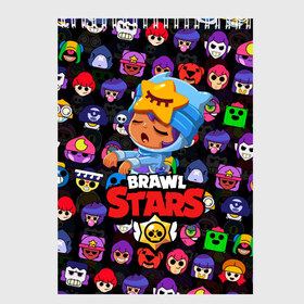 Скетчбук с принтом BRAWL STARS в Курске, 100% бумага
 | 48 листов, плотность листов — 100 г/м2, плотность картонной обложки — 250 г/м2. Листы скреплены сверху удобной пружинной спиралью | 8 bit | 8 бит | bibi | brawl stars | crow | el brown | leon | leon shark | max | mr.p | sally leon | shark | stars | virus | werewolf | акула | биби | вирус | ворон | леон | оборотень | пингвин