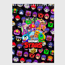 Скетчбук с принтом BRAWL STARS в Курске, 100% бумага
 | 48 листов, плотность листов — 100 г/м2, плотность картонной обложки — 250 г/м2. Листы скреплены сверху удобной пружинной спиралью | 8 bit | 8 бит | bibi | brawl stars | crow | el brown | leon | leon shark | max | mr.p | sally leon | shark | stars | virus | werewolf | акула | биби | вирус | ворон | леон | оборотень | пингвин