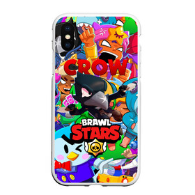 Чехол для iPhone XS Max матовый с принтом BRAWL STARS CROW в Курске, Силикон | Область печати: задняя сторона чехла, без боковых панелей | 8 bit | 8 бит | bibi | brawl stars | crow | el brown | leon | leon shark | max | mr.p | sally leon | shark | stars | virus | werewolf | акула | биби | вирус | ворон | леон | оборотень | пингвин