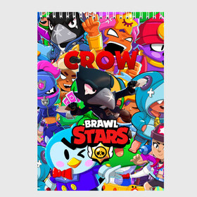 Скетчбук с принтом BRAWL STARS CROW в Курске, 100% бумага
 | 48 листов, плотность листов — 100 г/м2, плотность картонной обложки — 250 г/м2. Листы скреплены сверху удобной пружинной спиралью | 8 bit | 8 бит | bibi | brawl stars | crow | el brown | leon | leon shark | max | mr.p | sally leon | shark | stars | virus | werewolf | акула | биби | вирус | ворон | леон | оборотень | пингвин