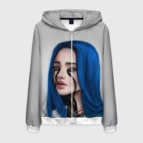 Мужская толстовка 3D на молнии с принтом BILLIE EILISH в Курске, 100% полиэстер | длина до линии бедра, манжеты и пояс оформлены мягкой тканевой резинкой, двухслойный капюшон со шнурком для регулировки, спереди молния, по бокам два кармана | bad guy | billie eilish | music | ocean eyes | pop | билли айлиш | билли эйлиш | девушка | музыка