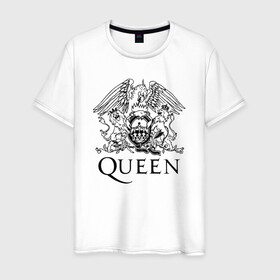 Мужская футболка хлопок с принтом QUEEN в Курске, 100% хлопок | прямой крой, круглый вырез горловины, длина до линии бедер, слегка спущенное плечо. | queen | rock | брайан мэи | группа queen | группа квин | джон дикон | квин | королева | король | роджер тейлор | рок | фредди меркьюри