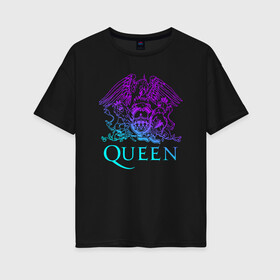 Женская футболка хлопок Oversize с принтом QUEEN в Курске, 100% хлопок | свободный крой, круглый ворот, спущенный рукав, длина до линии бедер
 | queen | rock | брайан мэи | группа queen | группа квин | джон дикон | квин | королева | король | роджер тейлор | рок | фредди меркьюри