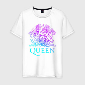 Мужская футболка хлопок с принтом QUEEN в Курске, 100% хлопок | прямой крой, круглый вырез горловины, длина до линии бедер, слегка спущенное плечо. | queen | rock | брайан мэи | группа queen | группа квин | джон дикон | квин | королева | король | роджер тейлор | рок | фредди меркьюри