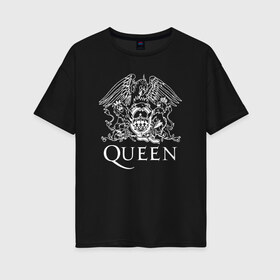 Женская футболка хлопок Oversize с принтом QUEEN в Курске, 100% хлопок | свободный крой, круглый ворот, спущенный рукав, длина до линии бедер
 | queen | rock | брайан мэи | группа queen | группа квин | джон дикон | квин | королева | король | роджер тейлор | рок | фредди меркьюри