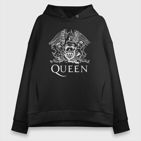 Женское худи Oversize хлопок с принтом QUEEN в Курске, френч-терри — 70% хлопок, 30% полиэстер. Мягкий теплый начес внутри —100% хлопок | боковые карманы, эластичные манжеты и нижняя кромка, капюшон на магнитной кнопке | queen | rock | брайан мэи | группа queen | группа квин | джон дикон | квин | королева | король | роджер тейлор | рок | фредди меркьюри