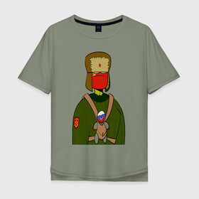 Мужская футболка хлопок Oversize с принтом СountryHumans - Россия в Курске, 100% хлопок | свободный крой, круглый ворот, “спинка” длиннее передней части | country humans | интернет приколы | мемы | прикольные картинки | россия | сountryhumans | ссср