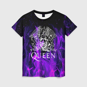 Женская футболка 3D с принтом QUEEN в Курске, 100% полиэфир ( синтетическое хлопкоподобное полотно) | прямой крой, круглый вырез горловины, длина до линии бедер | queen | rock | брайан мэи | группа queen | группа квин | джон дикон | квин | королева | король | роджер тейлор | рок | фредди меркьюри