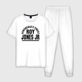 Мужская пижама хлопок с принтом Roy Jones Jr. в Курске, 100% хлопок | брюки и футболка прямого кроя, без карманов, на брюках мягкая резинка на поясе и по низу штанин
 | captain hook | roy jones | roy levesta jones | бокс | капитан хук | рой джонс