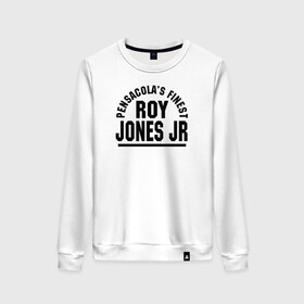 Женский свитшот хлопок с принтом Roy Jones Jr. в Курске, 100% хлопок | прямой крой, круглый вырез, на манжетах и по низу широкая трикотажная резинка  | captain hook | roy jones | roy levesta jones | бокс | капитан хук | рой джонс