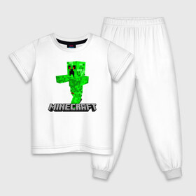 Детская пижама хлопок с принтом MINECRAFT в Курске, 100% хлопок |  брюки и футболка прямого кроя, без карманов, на брюках мягкая резинка на поясе и по низу штанин
 | block | creeper | cube | minecraft | pixel | блок | геометрия | крафт | крипер | кубики | майнкрафт | пиксели