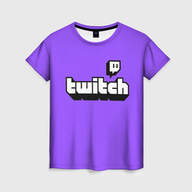 Женская футболка 3D с принтом Twitch в Курске, 100% полиэфир ( синтетическое хлопкоподобное полотно) | прямой крой, круглый вырез горловины, длина до линии бедер | twich | twitch | twitch logo | twitch tv | твитч | твитч тв | твич | твич тв
