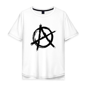 Мужская футболка хлопок Oversize с принтом АНАРХИЯ в Курске, 100% хлопок | свободный крой, круглый ворот, “спинка” длиннее передней части | anarchy | riot | rock | анархия | бунт | знаки | музыка | панки | рок | символ