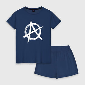 Женская пижама с шортиками хлопок с принтом АНАРХИЯ в Курске, 100% хлопок | футболка прямого кроя, шорты свободные с широкой мягкой резинкой | anarchy | riot | rock | анархия | бунт | знаки | музыка | панки | рок | символ