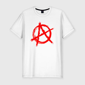Мужская футболка хлопок Slim с принтом АНАРХИЯ в Курске, 92% хлопок, 8% лайкра | приталенный силуэт, круглый вырез ворота, длина до линии бедра, короткий рукав | Тематика изображения на принте: anarchy | riot | rock | анархия | бунт | знаки | музыка | панки | рок | символ