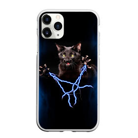 Чехол для iPhone 11 Pro матовый с принтом Грозовой кошак(громовержец) в Курске, Силикон |  | Тематика изображения на принте: грозовой | громовержец | кот | кошак | молнии | разряды | черный