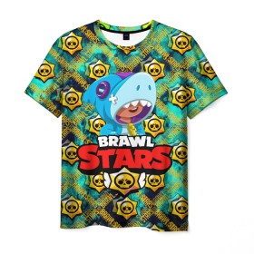 Мужская футболка 3D с принтом Brawl Stars Leon в Курске, 100% полиэфир | прямой крой, круглый вырез горловины, длина до линии бедер | brawl | brawl stars | leon | leon shark | shark | stars | акула | бравл | бравл старс | игры | леон | лого | логотип | старс