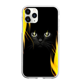 Чехол для iPhone 11 Pro матовый с принтом Грозовой кошак в Курске, Силикон |  | Тематика изображения на принте: глаза | грозовой | кот | кошак | молнии | пламя | разряды | черный