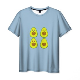 Мужская футболка 3D с принтом Авокадо в Курске, 100% полиэфир | прямой крой, круглый вырез горловины, длина до линии бедер | авокадо | авокадо с сердечком | авокадо сердечко | авокадо сердце | авокадо эмоции | сердечко | четыре | четыре авокадо