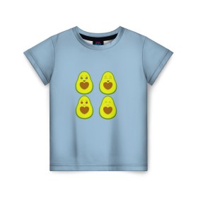 Детская футболка 3D с принтом Авокадо в Курске, 100% гипоаллергенный полиэфир | прямой крой, круглый вырез горловины, длина до линии бедер, чуть спущенное плечо, ткань немного тянется | Тематика изображения на принте: авокадо | авокадо с сердечком | авокадо сердечко | авокадо сердце | авокадо эмоции | сердечко | четыре | четыре авокадо