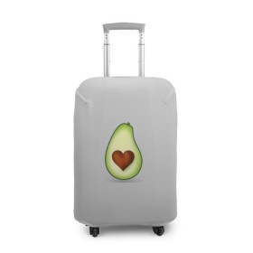 Чехол для чемодана 3D с принтом Авокадо сердечко в Курске, 86% полиэфир, 14% спандекс | двустороннее нанесение принта, прорези для ручек и колес | авокадо | авокадо с сердечком | авокадо сердечко | авокадо сердце | авокадо эмоции | сердечко | четыре | четыре авокадо