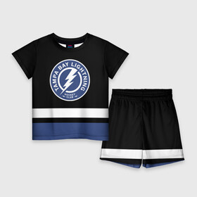 Детский костюм с шортами 3D с принтом Тампа Бэй Лайтнинг в Курске,  |  | hockey | lightning | nhl | tampa bay | tampa bay lightning | usa | лайтнинг | нхл | спорт | сша | тампа бэй | тампа бэй лайтнинг | хоккей | шайба