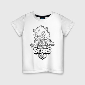 Детская футболка хлопок с принтом Brawl Stars LEON (раскраска) в Курске, 100% хлопок | круглый вырез горловины, полуприлегающий силуэт, длина до линии бедер | brawl | brawl stars | crow | leon | sally | shark | stars | акула | бравл | бравл старс | браво старс | игра | компьютерная | кров | леон | леон акула | раскраска | старс | шарк