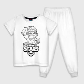 Детская пижама хлопок с принтом Brawl Stars SANDY (раскраска) в Курске, 100% хлопок |  брюки и футболка прямого кроя, без карманов, на брюках мягкая резинка на поясе и по низу штанин
 | brawl | brawl stars | crow | leon | sally | shark | stars | акула | бравл | бравл старс | браво старс | игра | компьютерная | кров | леон | леон акула | раскраска | старс | шарк