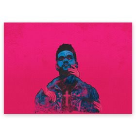 Поздравительная открытка с принтом The Weeknd в Курске, 100% бумага | плотность бумаги 280 г/м2, матовая, на обратной стороне линовка и место для марки
 | blinding lights | heartless | starboy | the weekend | уикенд