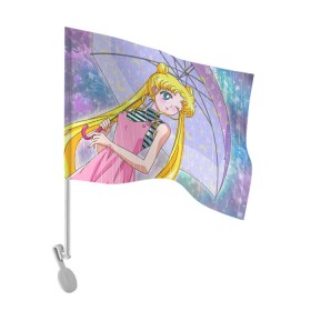 Флаг для автомобиля с принтом Sailor Moon в Курске, 100% полиэстер | Размер: 30*21 см | baby | bunny | girl | like | pink | sailormoon | usagi | вода капли | воин | волосы | глаза | девушка | дождь | зайчик | зонтик | котик | кролик | лето | луна | малышка | матроска | небо | облака | природа | радуга | розовый