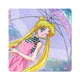 Магнит виниловый Квадрат с принтом Sailor Moon в Курске, полимерный материал с магнитным слоем | размер 9*9 см, закругленные углы | baby | bunny | girl | like | pink | sailormoon | usagi | вода капли | воин | волосы | глаза | девушка | дождь | зайчик | зонтик | котик | кролик | лето | луна | малышка | матроска | небо | облака | природа | радуга | розовый