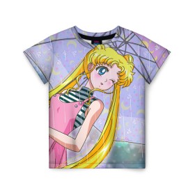 Детская футболка 3D с принтом Sailor Moon в Курске, 100% гипоаллергенный полиэфир | прямой крой, круглый вырез горловины, длина до линии бедер, чуть спущенное плечо, ткань немного тянется | baby | bunny | girl | like | pink | sailormoon | usagi | вода капли | воин | волосы | глаза | девушка | дождь | зайчик | зонтик | котик | кролик | лето | луна | малышка | матроска | небо | облака | природа | радуга | розовый