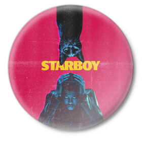Значок с принтом STARBOY в Курске,  металл | круглая форма, металлическая застежка в виде булавки | blinding lights | heartless | starboy | the weekend | уикенд