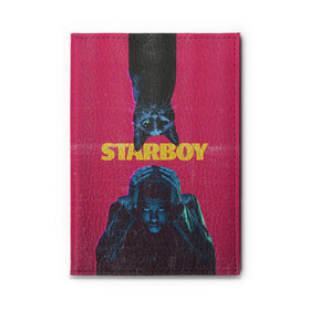 Обложка для автодокументов с принтом STARBOY в Курске, натуральная кожа |  размер 19,9*13 см; внутри 4 больших “конверта” для документов и один маленький отдел — туда идеально встанут права | Тематика изображения на принте: blinding lights | heartless | starboy | the weekend | уикенд