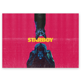 Поздравительная открытка с принтом STARBOY в Курске, 100% бумага | плотность бумаги 280 г/м2, матовая, на обратной стороне линовка и место для марки
 | blinding lights | heartless | starboy | the weekend | уикенд