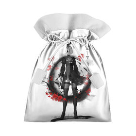 Подарочный 3D мешок с принтом 2B Ink Sakura dawn в Курске, 100% полиэстер | Размер: 29*39 см | 2a | 2b | 9s | andoird | ink | japanese | kanji | nier automata | nuar | sakura | yohra | андроид | кандзи | нуар | сакура | чернила | япония