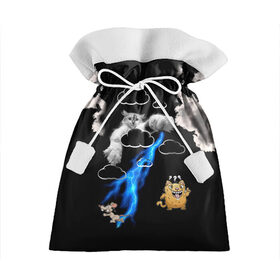 Подарочный 3D мешок с принтом Грозовой, кошак (кара) в Курске, 100% полиэстер | Размер: 29*39 см | глаза | грозовой | зубы | кот | кошак | красный | молнии | пламя | разряды | черный