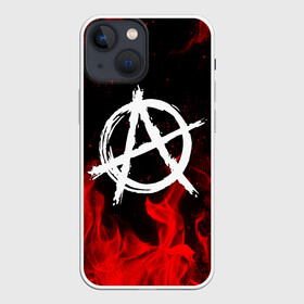 Чехол для iPhone 13 mini с принтом АНАРХИЯ | ANARCHY RED FIRE в Курске,  |  | anarchy | riot | rock | анархия | бунт | знаки | музыка | панки | рок | символ