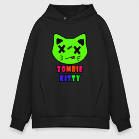 Мужское худи Oversize хлопок с принтом Zombie Kitty в Курске, френч-терри — 70% хлопок, 30% полиэстер. Мягкий теплый начес внутри —100% хлопок | боковые карманы, эластичные манжеты и нижняя кромка, капюшон на магнитной кнопке | Тематика изображения на принте: зомби | каваи | кислота | кот | котик | кошка | милый | монстр | пиксельный арт | радуга | яркий