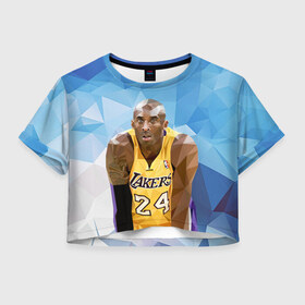 Женская футболка Crop-top 3D с принтом Kobe Bryant Lackers 24 blue в Курске, 100% полиэстер | круглая горловина, длина футболки до линии талии, рукава с отворотами | 24 | 8 | black | blue | bryant | kobe | lackers 24 | lakers | mamba | mentality | баскетбол | брайант | детская | детскую | женская | женскую | коба | коби | купить | мамба | менталитет | мужская | мужскую | черная