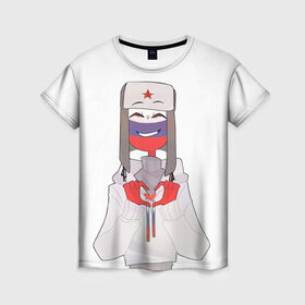 Женская футболка 3D с принтом Country Humans в Курске, 100% полиэфир ( синтетическое хлопкоподобное полотно) | прямой крой, круглый вырез горловины, длина до линии бедер | Тематика изображения на принте: countryhumans | картинки | персонаж | прикольные картинки