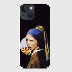 Чехол для iPhone 13 mini с принтом Het meisje met de parel в Курске,  |  | бургер | девушка с жемчужиной | девушка с жемчужной серёжкой | картина | мара | руни мара | серёжка | ян вермеер