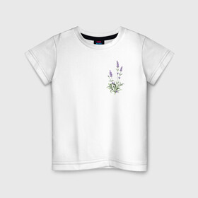Детская футболка хлопок с принтом Lavanda в Курске, 100% хлопок | круглый вырез горловины, полуприлегающий силуэт, длина до линии бедер | Тематика изображения на принте: лаванда | лавандовые цветы | милота | нежность | цветочки | цветы
