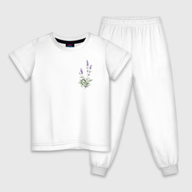 Детская пижама хлопок с принтом Lavanda в Курске, 100% хлопок |  брюки и футболка прямого кроя, без карманов, на брюках мягкая резинка на поясе и по низу штанин
 | Тематика изображения на принте: лаванда | лавандовые цветы | милота | нежность | цветочки | цветы
