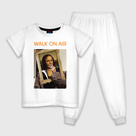 Детская пижама хлопок с принтом Walk on Air в Курске, 100% хлопок |  брюки и футболка прямого кроя, без карманов, на брюках мягкая резинка на поясе и по низу штанин
 | искусство | картина | моно лиза | современное искусство