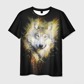 Мужская футболка 3D с принтом Волчий тотем в Курске, 100% полиэфир | прямой крой, круглый вырез горловины, длина до линии бедер | взгляд волка | волк | волк арт | волк тотем | волки | волчий | волчий взгляд | волчий тотем | волчица | волчица арт | волчья голова | голова волка | желтоглазый волк | тотем волк