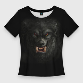 Женская футболка 3D Slim с принтом Вервольф в Курске,  |  | вервольф | волк | волк оборотень | волк рычит | волк скалится | волчица | волчьи зубы | волчья голова | волчья пасть | голова волка | лютоволк | оборотень | оскал волка | трусы с волк | хищный оскал