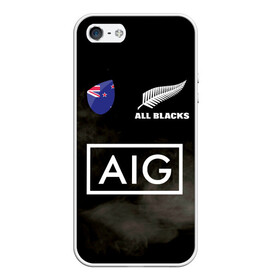 Чехол для iPhone 5/5S матовый с принтом ALL BLACKS в Курске, Силикон | Область печати: задняя сторона чехла, без боковых панелей | all blacks | new zealandd | rugby | новая зеландия | олл блэкс | регби | хака